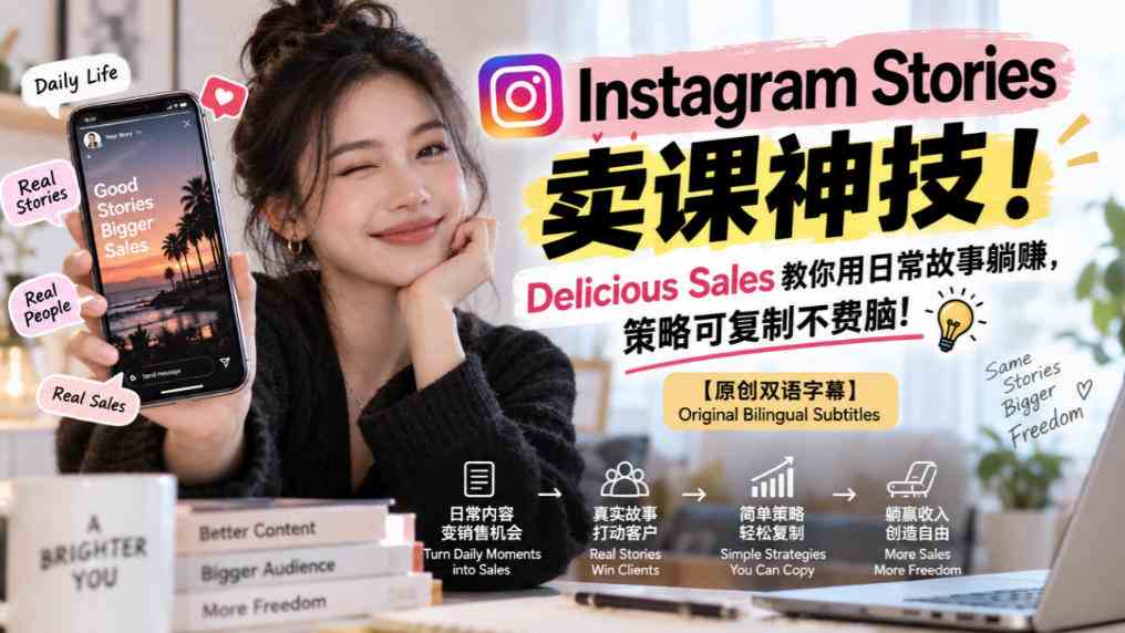 Instagram Stories卖课神技!Delicious Sales教你用日常故事躺賺,策略可复制不费脑!【原创双语字幕】-毅衡部落