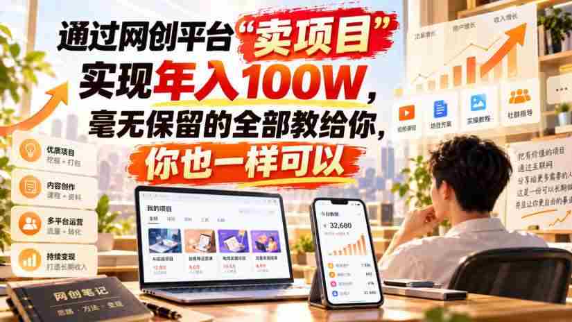 (20790期)通过网创平台“卖项目”实现年入百万,毫无保留的全部教给你!-毅衡部落