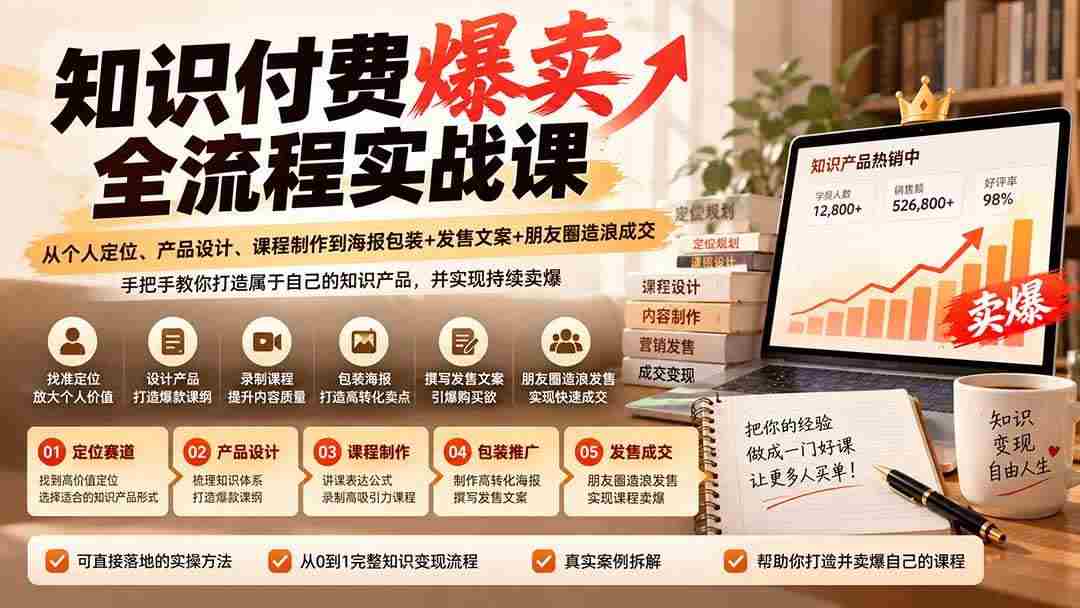 20261003130017-6ac0fc61e9c9e.jpg (20787期)【无水印】知识付费爆卖全流程实战课:从个人定位、产品设计、课程制作到海报包装+发售文案+朋友圈造浪成交