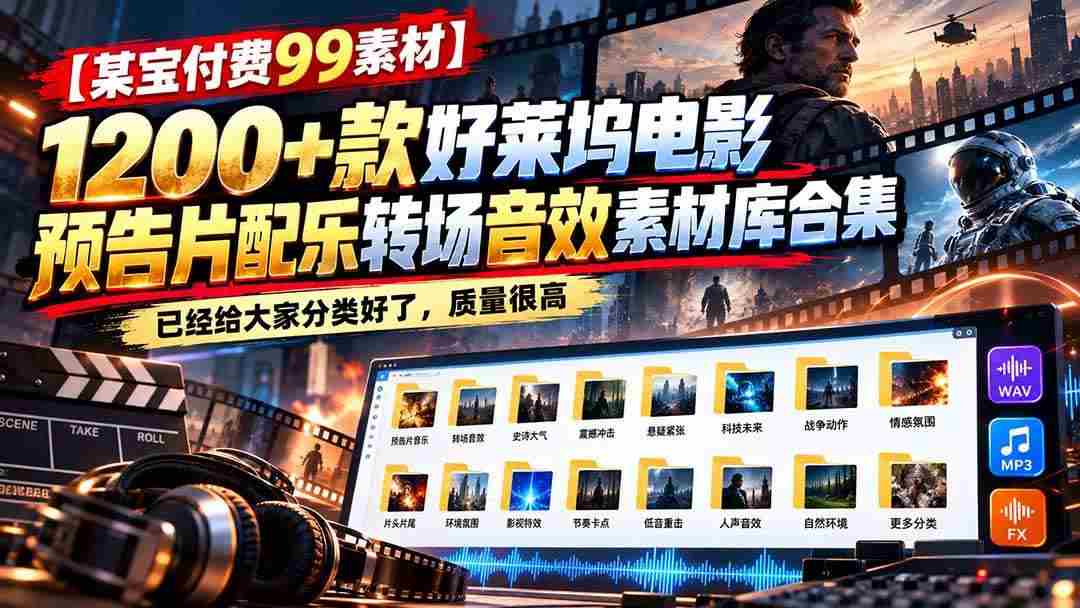 (20797期)【某宝付费99素材】1200+款好莱坞电影预告片配乐转场音效素材库合集-毅衡部落