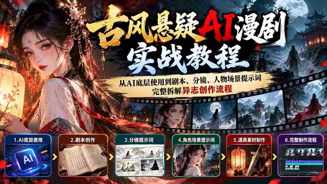 (20798期)古风悬疑AI漫剧实战教程:从AI底层使用到剧本、分镜、人物场景提示词,完整拆解异志创作流程-毅衡部落
