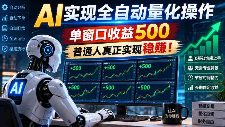 AI实现全自动量化操作,单窗口收益500,普通人真正实现稳賺!【揭秘】-毅衡部落