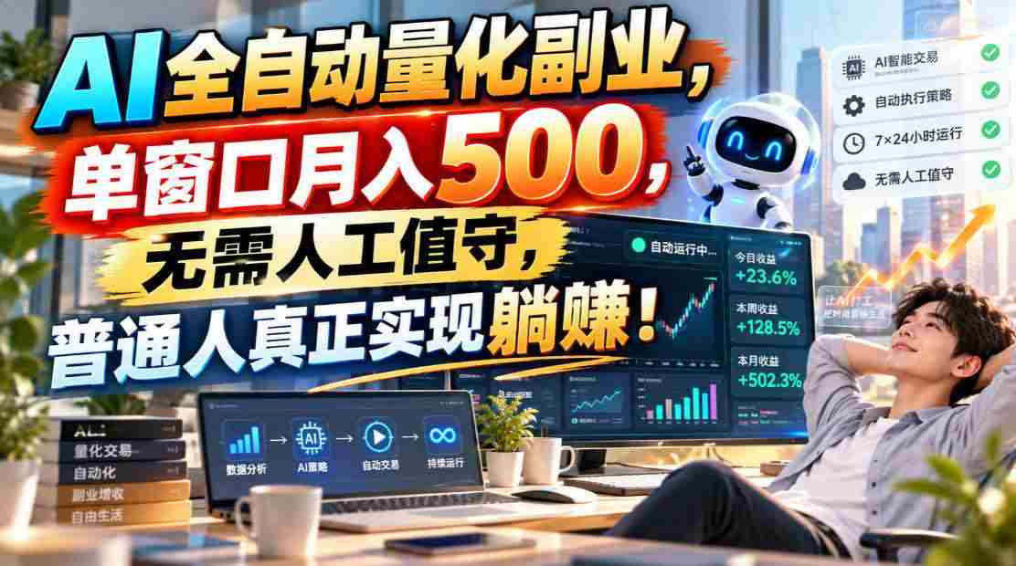(20826期)AI全自动量化副业,单窗口月入500,无需人工值守,普通人真正实现躺賺!-毅衡部落