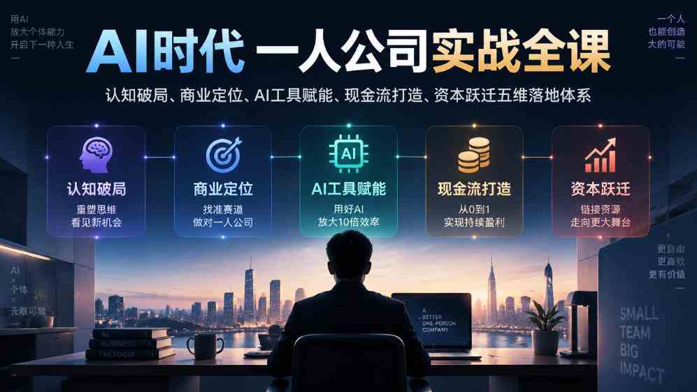 20261007040005-6ac5c3c5b6bf3.jpg AI时代一人公司实战全课|认知破局、商业定位、AI工具赋能、现金流打造、资本跃迁五维落地体系