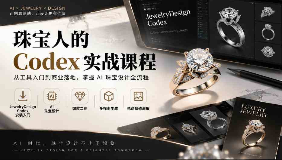 20261007040006-6ac5c3c662399.jpg 珠宝人的Codex实战课程|JewelryDesign Codex安装入门、AI珠宝设计、爆款二创、多视图生成、电商精修海报全链路教学