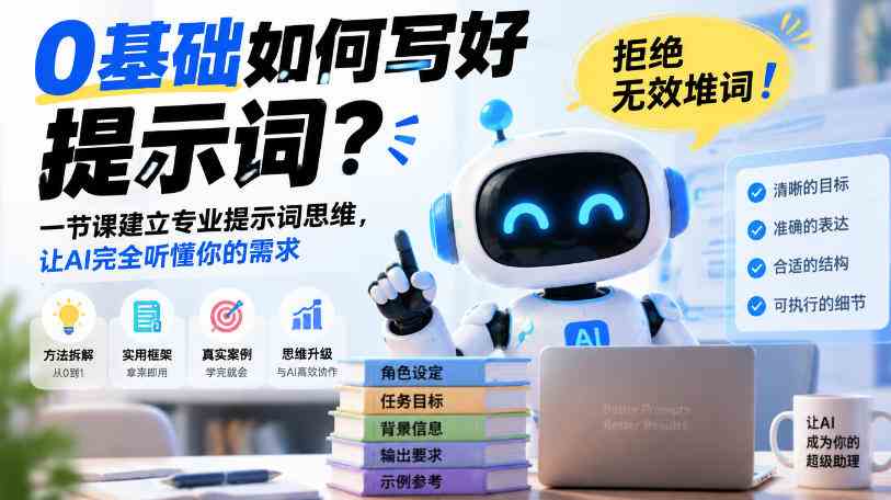 20261007072648-6ac5f438f3ce7.jpg 0基础如何写好提示词,拒绝无效堆词!一节课建立专业提示词思维,让AI完全听懂你的需求