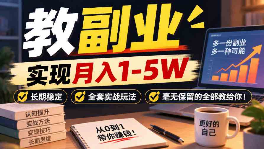 20261007072651-6ac5f43b1da33.jpg “教副业”实现月入1-5W,长期稳定,全套实战玩法毫无保留的全部教给你!【揭秘】