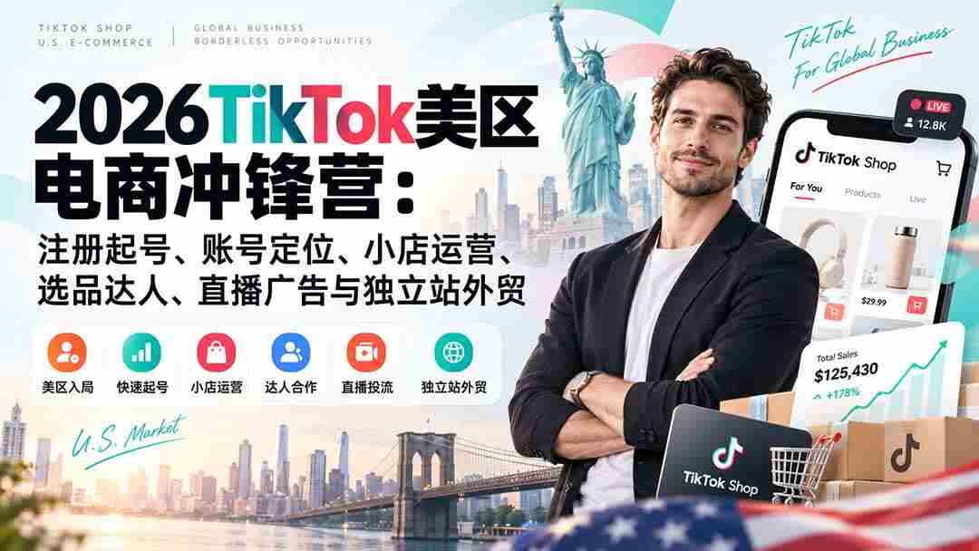 20261008093946-6ac764e274902.jpg (20858期)2026TikTok美区电商冲锋营:注册起号、账号定位、小店运营、选品达人、直播广告与独立站外贸