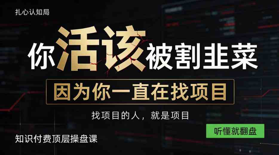 做项目不如卖项目,做知识付费自己当老板,知识付费顶层操盘课,听懂就翻盘【揭秘】-毅衡部落