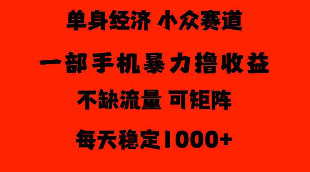 26年暴力单身经济,稳定日入500-1k,不缺流量,流量极大,冷门小众赛道,门槛低小白轻松上手【揭秘】-毅衡部落