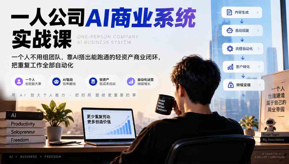 20261011130009-6acb8859cdcc1.jpg 一人公司AI商业系统实战课,一个人不用组团队,靠AI搭出能跑通的轻资产商业闭环,把重复工作全部自动化