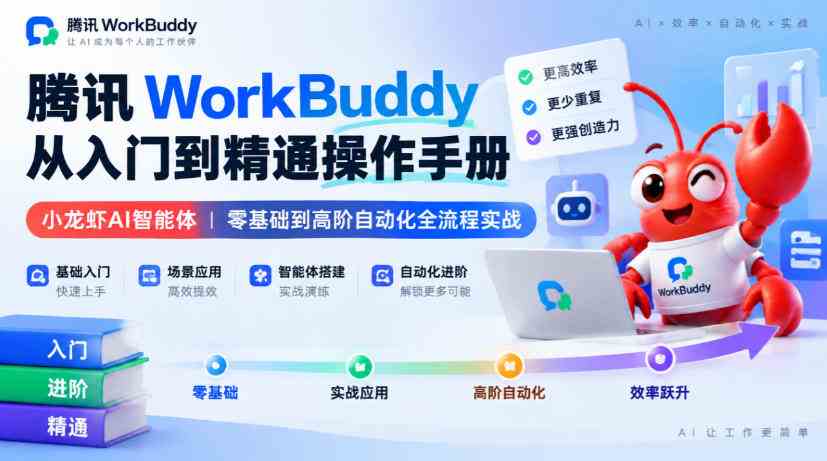 20261016023334-6ad18cfea6d4c.jpg 腾讯WorkBuddy从入门到精通操作手册|小龙虾AI智能体,零基础到高阶自动化全流程实战【文档】