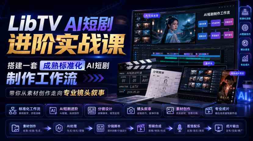20261017064234-6ad318da7ff3c.jpg LibTV AI短剧进阶实战课,搭建一套成熟标准化AI短剧制作工作流,带你从素材创作走向专业镜头叙事(更新)