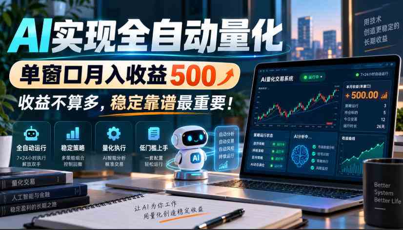 20261021020046-6ad81cce2733b.jpg AI实现全自动量化,单窗口月入收益500,收益不算多,稳定靠谱最重要!【揭秘】