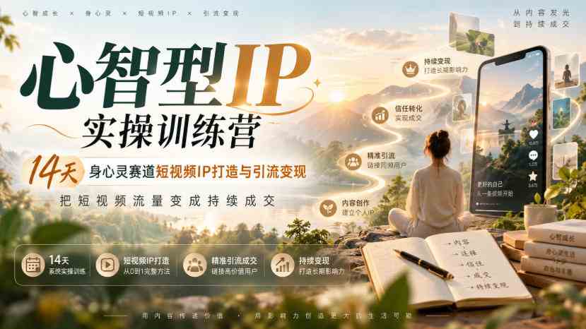 20261021020046-6ad81cce757db.jpg 心智型IP实操训练营|14天身心灵赛道短视频IP打造与引流变现,把短视频流量变成持续成交