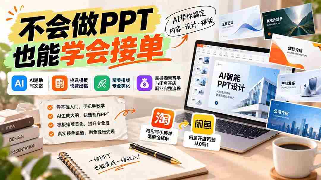 20261021020116-6ad81cecbab8e.jpg (20945期)不会做PPT也能学会接单:AI辅助写文案、挑模板、做排版,掌握淘宝写手与闲鱼开店副业完整流程