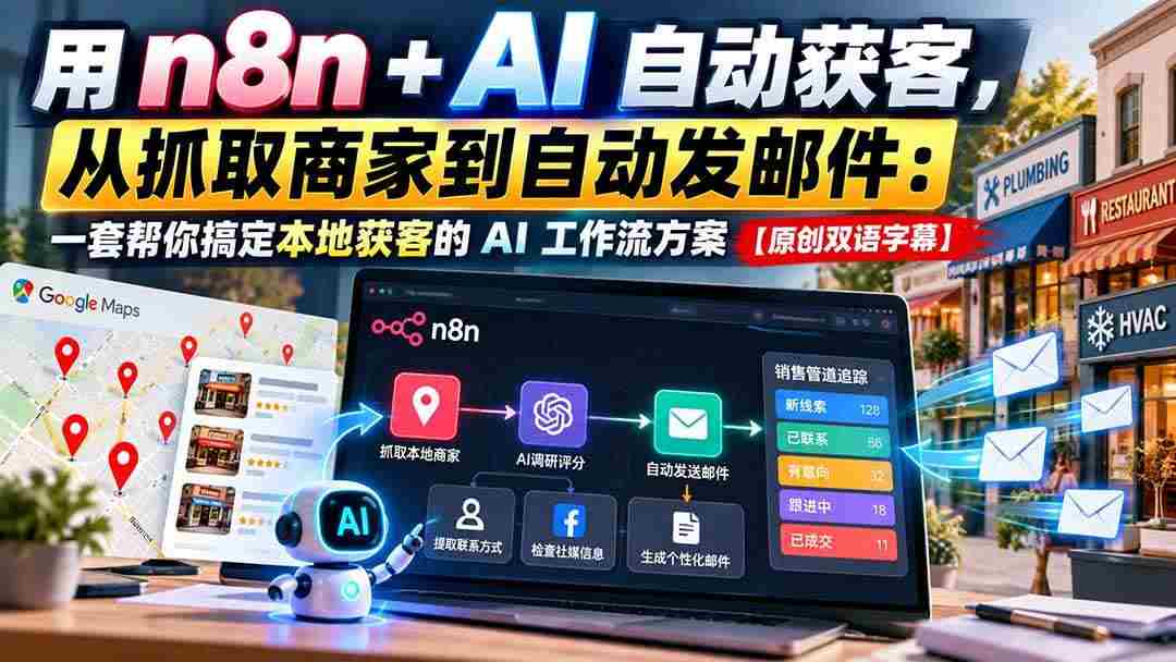20261021091315-6ad8822b928f3.jpg (21076期)用 n8n + AI 自动获客,从抓取商家到自动发邮件:一套帮你搞定本地获客的 AI 工作流方案【原创双语字幕】