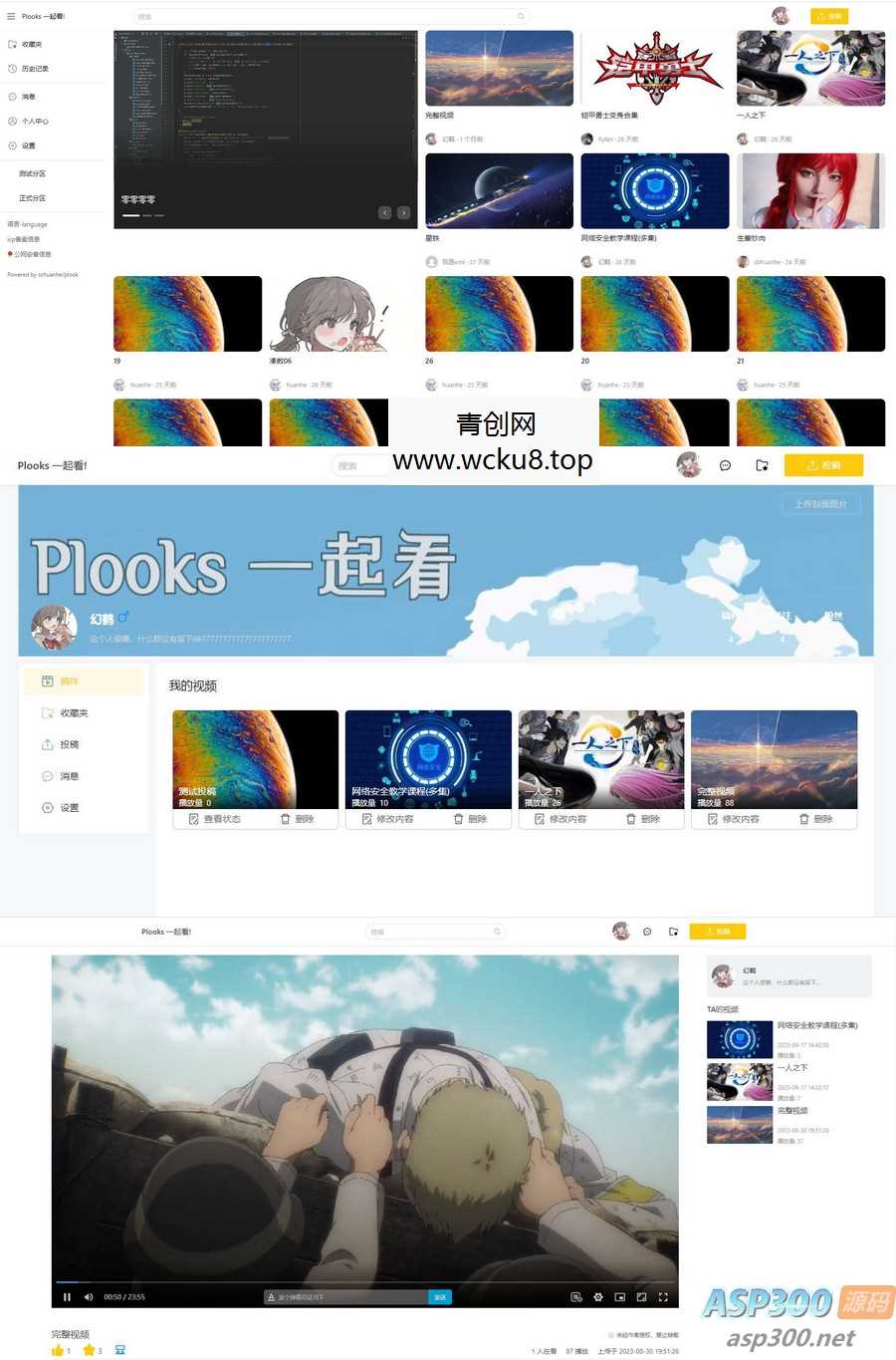 《Plooks视频共享站》：大型在线视频共享网站源码网赚项目-副业赚钱-互联网创业-资源整合青创网