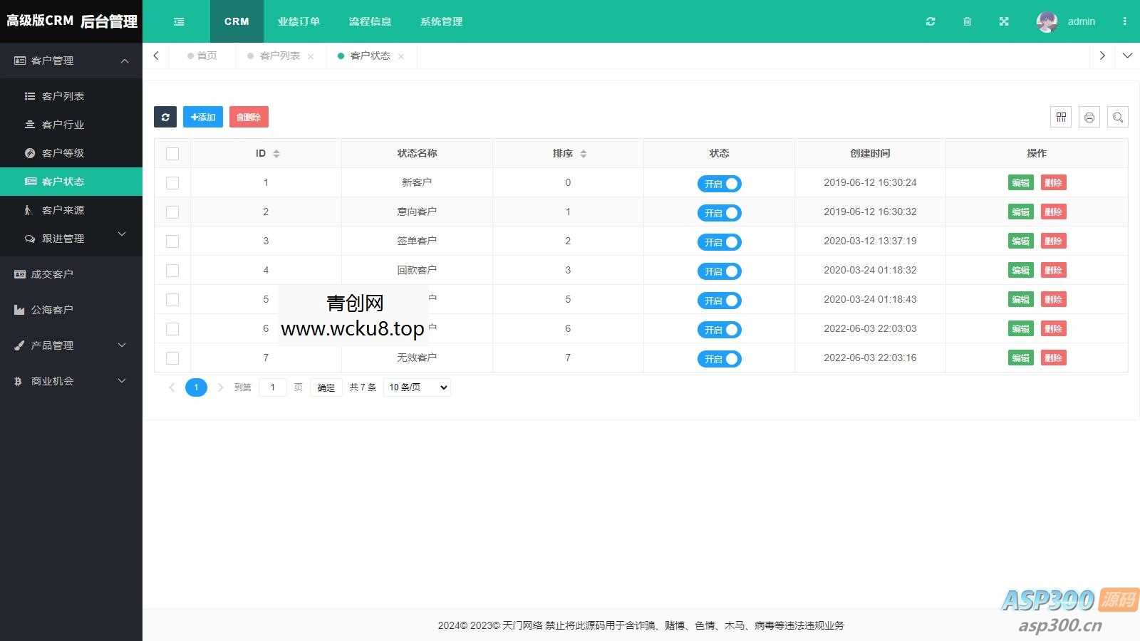 【高级版】CRM客户关系管理系统源码手机版crm跟单销售公司订单合同办公erp客户管理