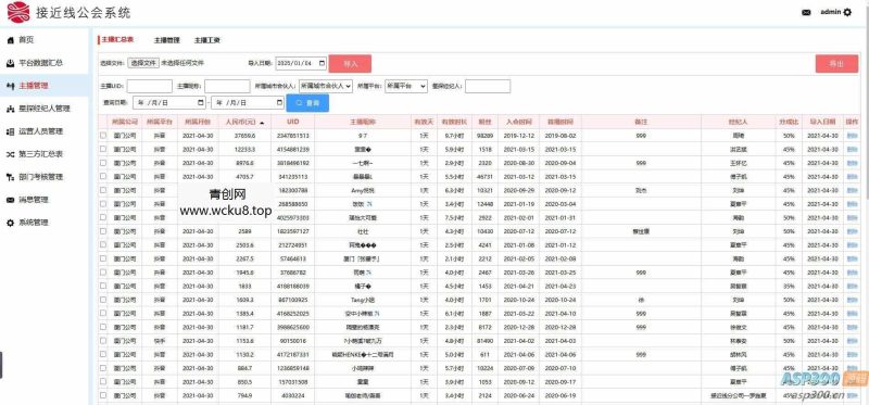 工会系统抖音快手等多平台主播分红分润系统星探经纪人城市合伙人多角色管理系统分红统计系统网赚项目-副业赚钱-互联网创业-资源整合青创网