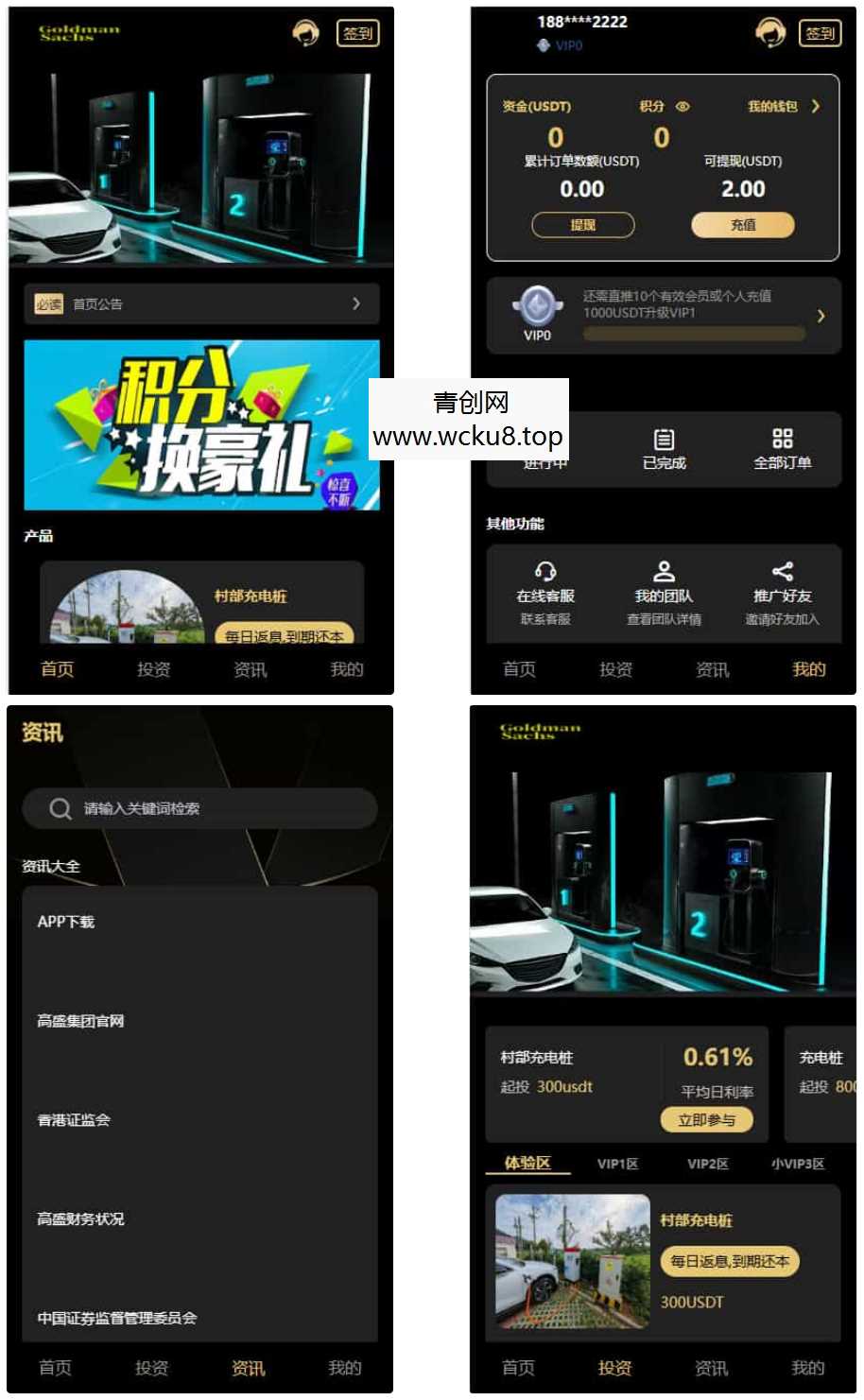 充电桩投资理财系统源码-前端uniapp纯源码+后端PHP