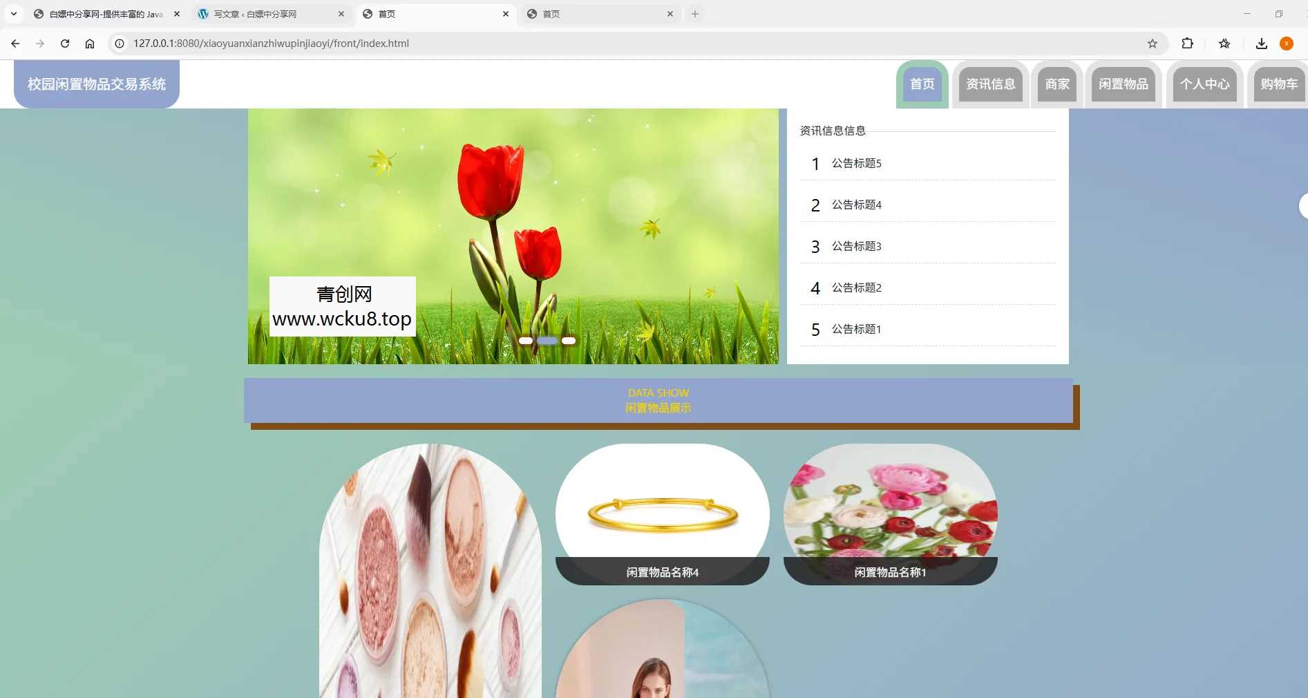 基于Spring Boot的校园闲置物品交易系统代码网赚项目-副业赚钱-互联网创业-资源整合青创网