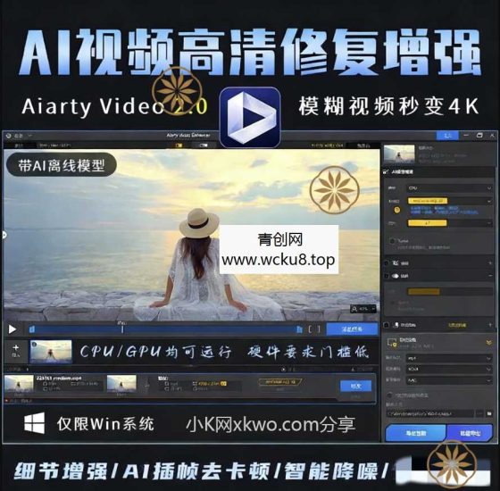 AI视频高清修复Aiarty Video 2.0中文版一键修模糊卡顿秒变4K质感网赚项目-副业赚钱-互联网创业-资源整合青创网