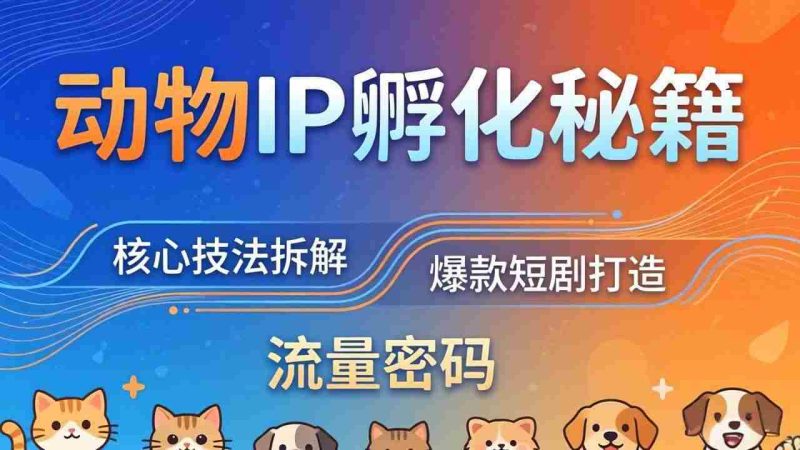 (18207期)动物IP孵化全套秘籍,三大核心技法拆解,打造爆款萌宠短剧,轻松拿捏赛道流量密码网赚项目-副业赚钱-互联网创业-资源整合青创网