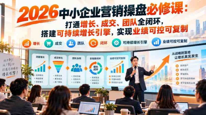 2026中小企业营销操盘必修课:打通增长、成交、团队全闭环,搭建可持续增长引擎,实现业绩可控可复制网赚项目-副业赚钱-互联网创业-资源整合青创网