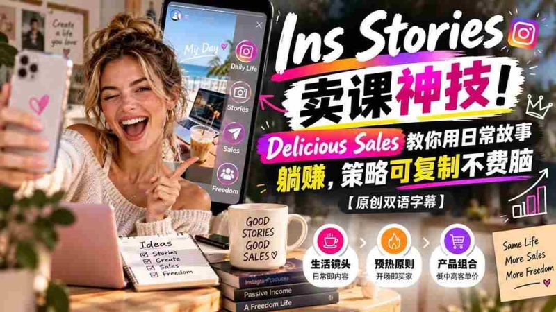 (20767期)Ins Stories 卖课神技!Delicious Sales 教你用日常故事躺赚,策略可复制不费脑【原创双语字幕】网赚项目-副业赚钱-互联网创业-资源整合青创网