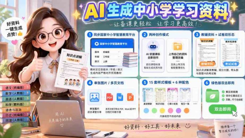 孩子的教辅别再乱买了:同步国家中小学智慧平台,AI一键生成图文教辅和试卷网赚项目-副业赚钱-互联网创业-资源整合青创网