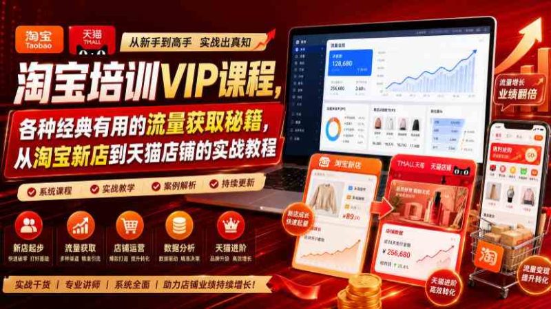 淘宝培训VIP课程,各种经典有用的流量获取秘籍,从淘宝新店到天猫店铺的实战教程(更新10月04日)网赚项目-副业赚钱-互联网创业-资源整合青创网