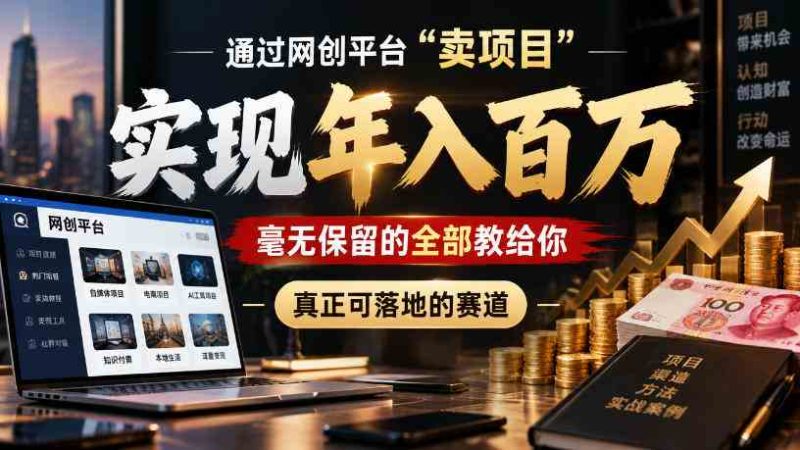 通过网创平台“卖项目”实现年入100w,毫无保留的全部教给你,真正可落地的赛道【揭秘】网赚项目-副业赚钱-互联网创业-资源整合青创网