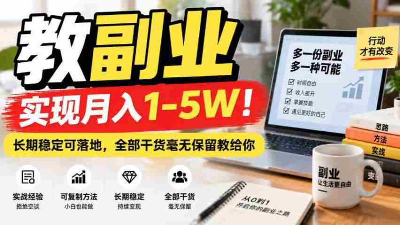 （20806期）“教副业”实现月入1-5W！长期稳定可落地，全部干货毫无保留教给你网赚项目-副业赚钱-互联网创业-资源整合青创网