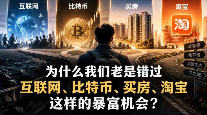某社群付费文章:为什么我们老是错过互联网、比特币、买房、淘宝这样的暴富机会?网赚项目-副业赚钱-互联网创业-资源整合青创网