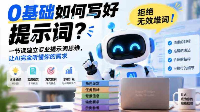 0基础如何写好提示词，拒绝无效堆词！一节课建立专业提示词思维，让AI完全听懂你的需求网赚项目-副业赚钱-互联网创业-资源整合青创网
