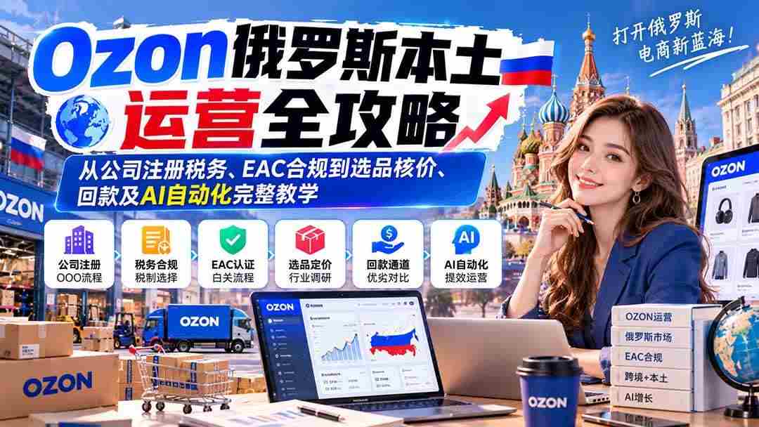 （20851期）Ozon俄罗斯本土运营全攻略：从公司注册税务、EAC合规到选品核价、回款及AI自动化完整教学-毅衡部落