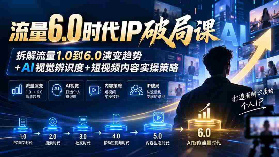 （20845期）流量6.0时代IP破局课：拆解流量1.0到6.0演变趋势+AI视觉辨识度+短视频内容实操策略-毅衡部落