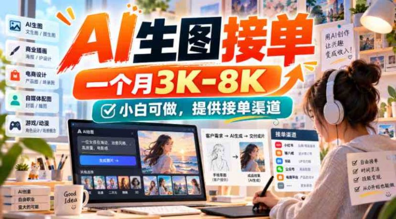 AI生图接单,一个月3K-8K,小白可做,提供接单渠道网赚项目-副业赚钱-互联网创业-资源整合青创网