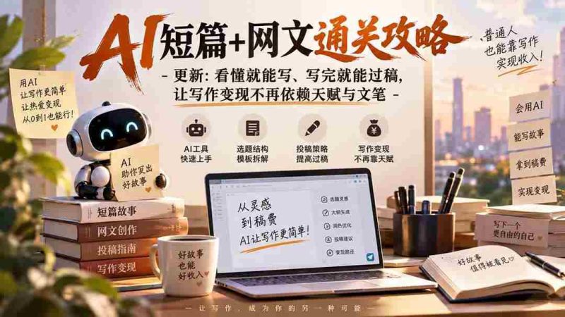 （20861期）AI短篇+网文通关攻略-更新1009：看懂就能写、写完就能过稿，让写作变现不再依赖天赋与文笔网赚项目-副业赚钱-互联网创业-资源整合青创网