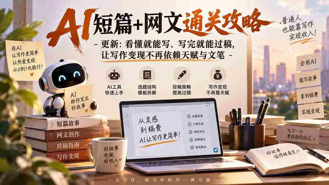 （20861期）AI短篇+网文通关攻略-更新1009：看懂就能写、写完就能过稿，让写作变现不再依赖天赋与文笔网赚项目-副业赚钱-互联网创业-资源整合青创网