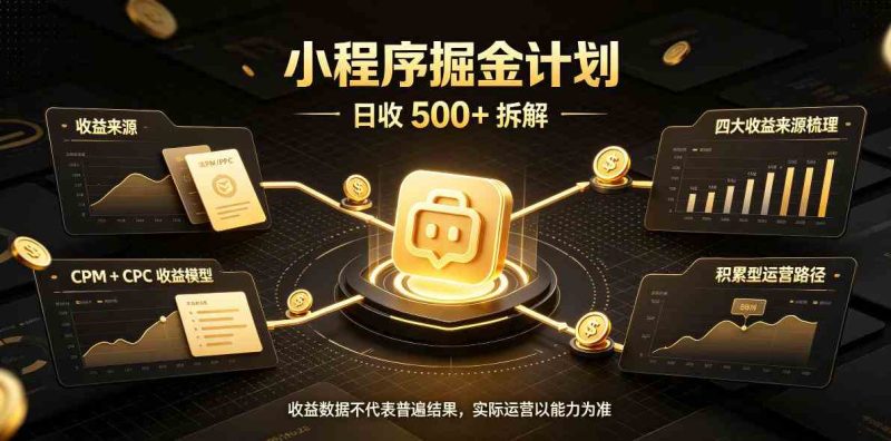 小程序推广计划，日收500+，腾讯官方打款，客户留存率高，收益长期稳定【揭秘】网赚项目-副业赚钱-互联网创业-资源整合青创网