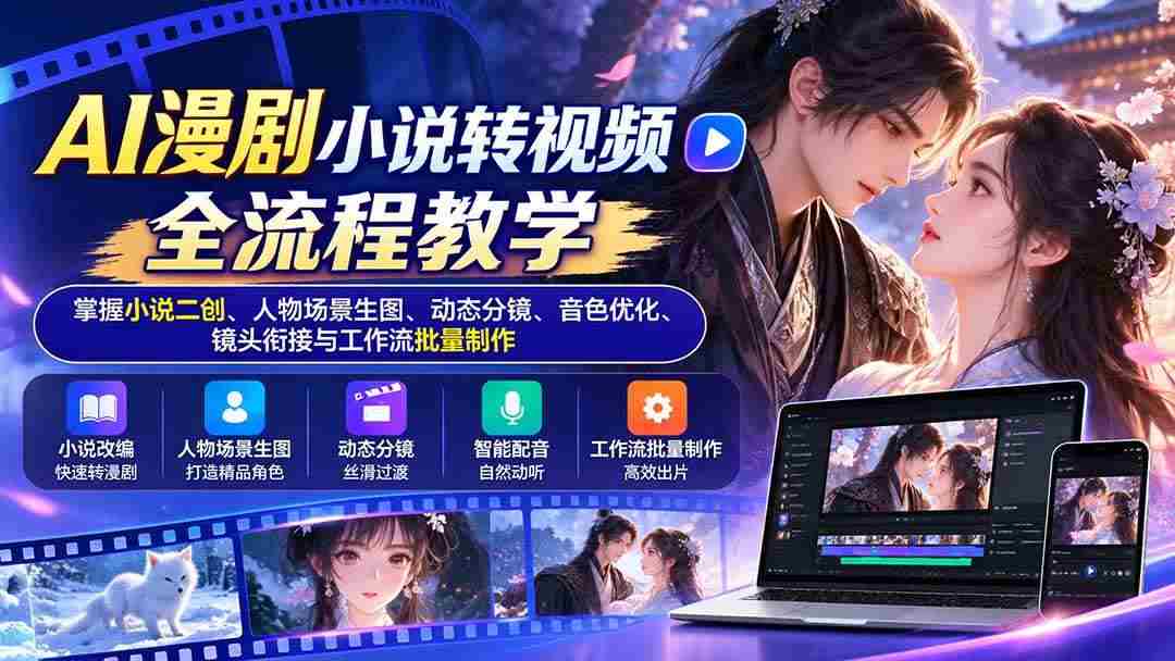 （20880期）AI漫剧小说转视频全流程教学：掌握小说二创、人物场景生图、动态分镜、音色优化、镜头衔接与工作流批量制作-毅衡部落