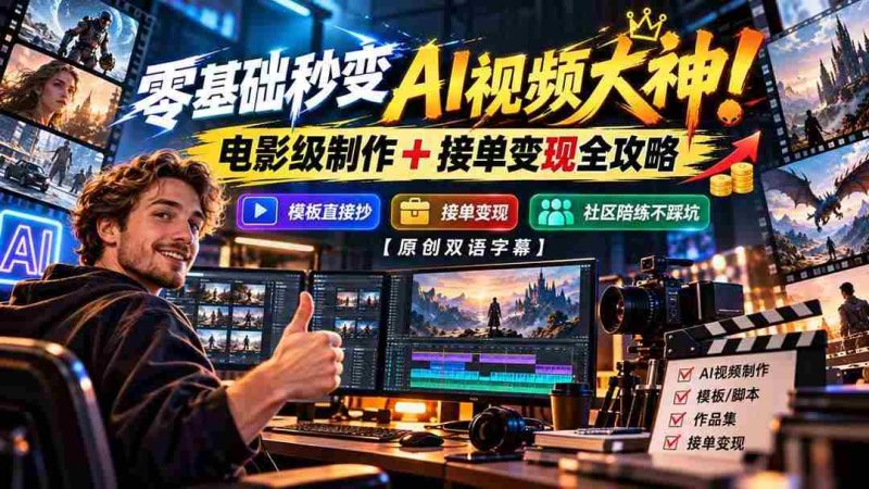 (20897期)零基础秒变AI视频大神!电影级制作 + 接单变现全攻略,模板直接抄,社区陪练不踩坑【原创双语字幕】网赚项目-副业赚钱-互联网创业-资源整合青创网