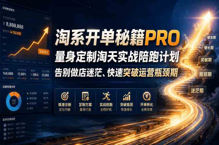 淘系开单秘籍PRO，量身定制淘天实战陪跑计划，告别做店迷茫、快速突破运营瓶颈期（更新261015）网赚项目-副业赚钱-互联网创业-资源整合青创网