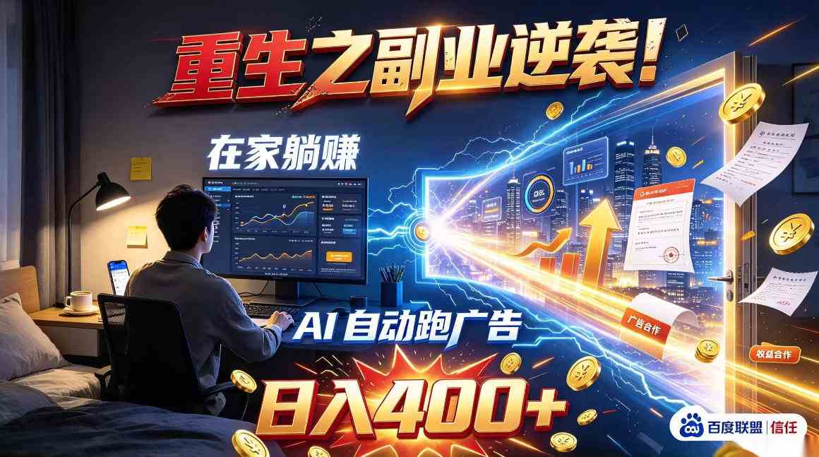 重生之副业逆袭！在家躺赚AI自动跑广告日入400+，无需人工操作【揭秘】网赚项目-副业赚钱-互联网创业-资源整合青创网