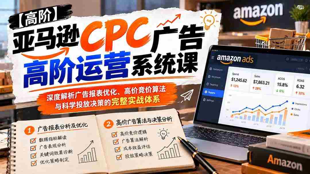 （20950期）亚马逊CPC广告高阶运营系统课：深度解析广告报表优化、高价竞价算法与科学投放决策的完整实战体系网赚项目-副业赚钱-互联网创业-资源整合青创网