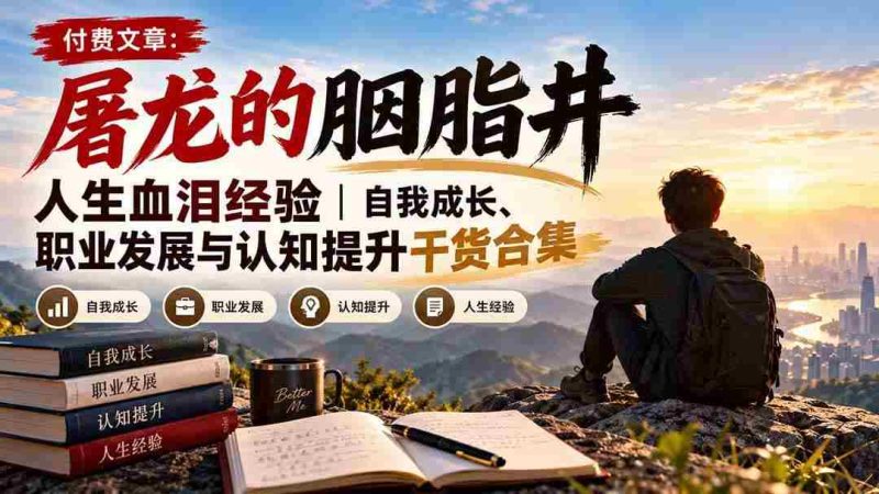 （20943期）付费文章：屠龙的胭脂井人生血泪经验｜自我成长、职业发展与认知提升干货合集网赚项目-副业赚钱-互联网创业-资源整合青创网