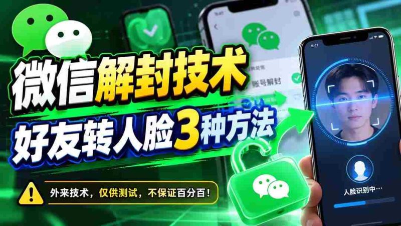 （21061期）微信解封技术，好友转人脸3种方法网赚项目-副业赚钱-互联网创业-资源整合青创网