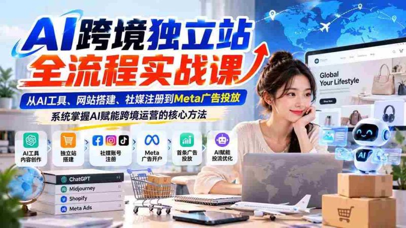 (21056期)AI跨境独立站全流程实战课:从AI工具、网站搭建、社媒注册到Meta广告投放,系统掌握AI赋能跨境运营的核心方法网赚项目-副业赚钱-互联网创业-资源整合青创网